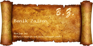 Benik Zajzon névjegykártya